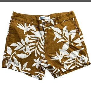 Old Navy Everyday Short Linen Blend Tropical Botanical Print Shorts 20 plus NWT